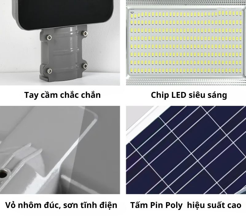 Đèn Đường Năng Lượng Mặt Trời Bàn Chải 200W, Tấm Pin Rời, IP67