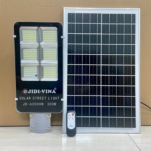 Đèn Đường 300W Năng Lượng Mặt Trời JD 6300VN 8 Pin Tấm Pin Mono JIDI-VINA