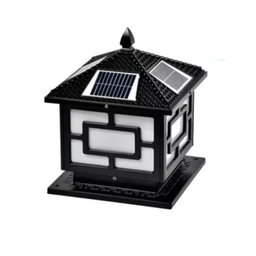 Đèn Trụ Cổng 250x250 Năng Lượng Mặt Trời Màu Đen TT04B
